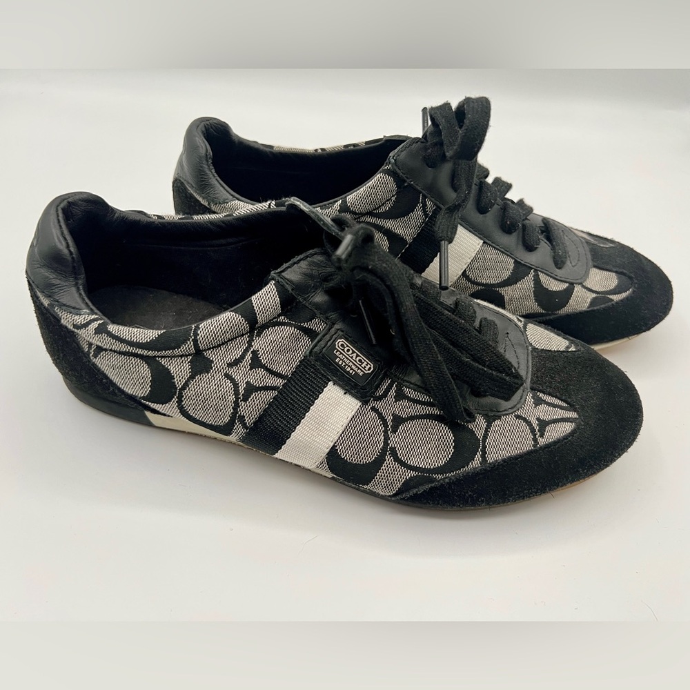 Coach Sneakers | Joss Black Monogram | Lace Up Casual Shoes | Women’s Size 8